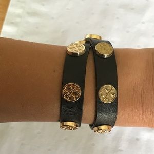Tory Burch Double-Wrap Logo Stud Bracelet